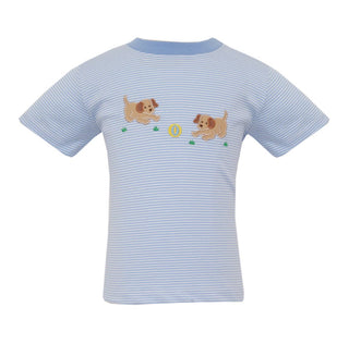 Claire & Charlie Blue Striped Knit S/S Tee - Garden Puppies
