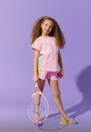 Lola and The Boys Pink Rainbow Short Set