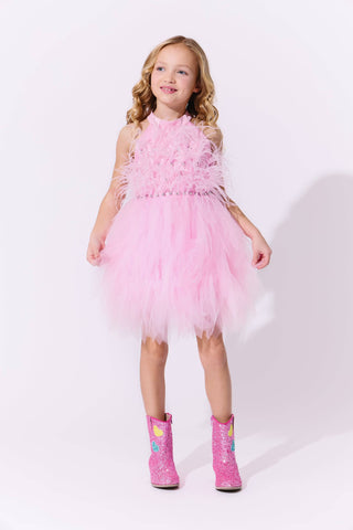 Lola and The Boys Pink Princess Feather Dress