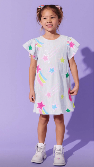 Lola and The Boys Rainbow Shooting Star Sequin Dress