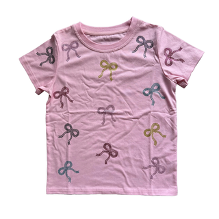 Sequin Bows Pink S/S Tee