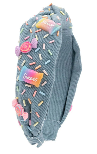 Bari Lynn Denim Sprinkle Treat Charm Knot Headband