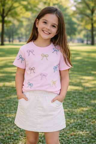Sequin Bows Pink S/S Tee