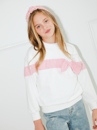 Lola and the Boys Crystal Bow Sweater