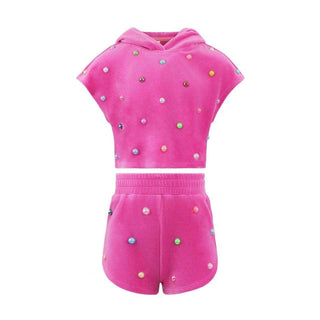 Lola and The Boys Rainbow Candy Short Set - Pink