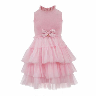 Lola and the Boys Pink Tiered Party Bow Dress