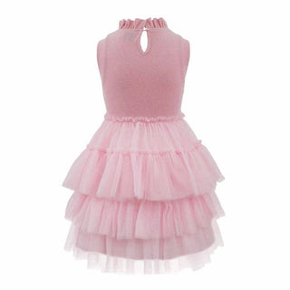 Lola and the Boys Pink Tiered Party Bow Dress