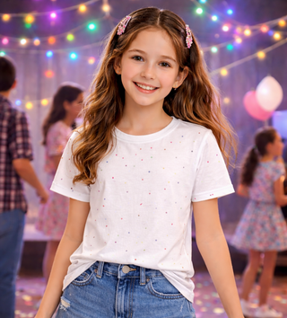 Multi Mini Stone White Tee