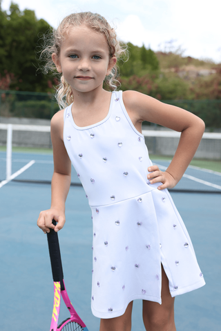 Lola and The Boys Peach Heart Scuba Tennis Dress - Lavender