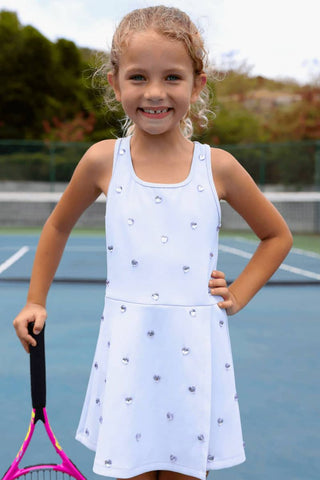 Lola and The Boys Peach Heart Scuba Tennis Dress - Lavender