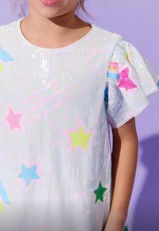 Lola and The Boys Rainbow Shooting Star Sequin Dress