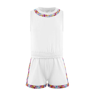Lola and The Boys White Rainbow Gems Short Set