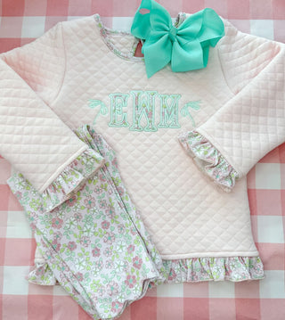 Quilted Top with Floral Liberty Leggings Set