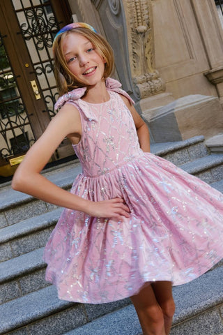 Lola and the Boys Velvet Shimmer Bow Dress