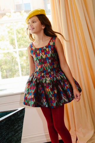 Lola and the Boys Rainbow Vibes Metallic Bubble Dress