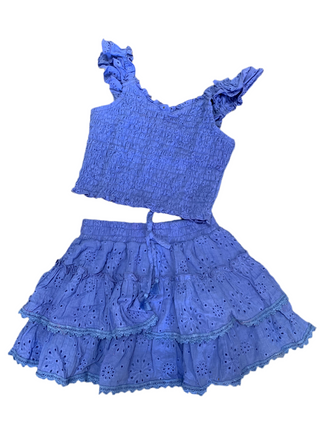 2Pc Neon Purple Eyelet Skirt Set