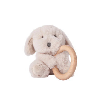Wooden Ring Rattle - Plush Puppy