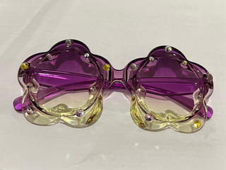 Bari Lynn Crystallized Ombre Flower Sunglasses - Purple/Gold
