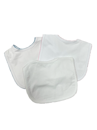 ZsaZsa and Lolli White Knit Bib with Picot Trim