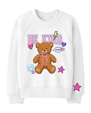 Glitter Be Kind Teddy White Oversized Sweatshirt
