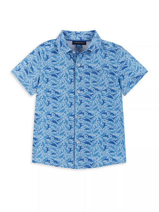 Andy & Evan Blue Dino Print Button Down Shirt