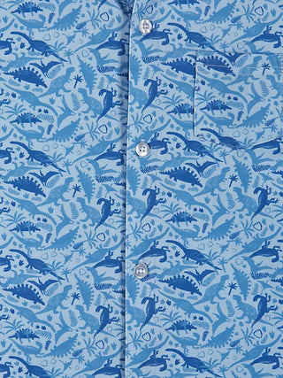 Andy & Evan Blue Dino Print Button Down Shirt