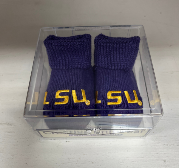 Creative Knitwear LSU Gift Box Booties Boy