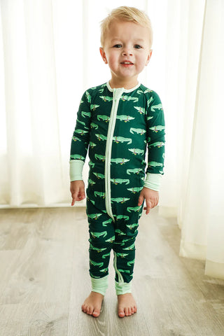 Southern Slumber Mardi Gras Gator Double Zipper Bamboo Sleeper