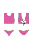 Limeapple 2Pc Hot Pink Swim Set w/ Embroidery Detail Bikini