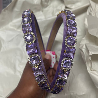 Bari Lynn Crystallized Multi Shaped Jeweled Thin Velvet Headband