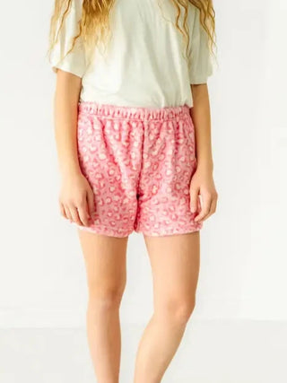 Macaron & Me Pink Leopard Plush Shorts