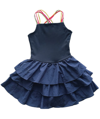 Little Olin Navy Tennis Crossback Dress