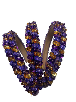3D Sequin Gameday Headband - Purple/Gold (Olly Olly Exclusive)