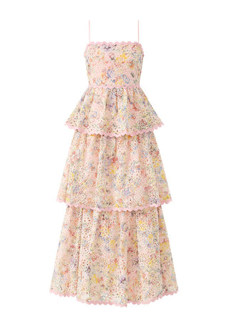 Marlo Alanna Frill Embroidered Maxi Dress