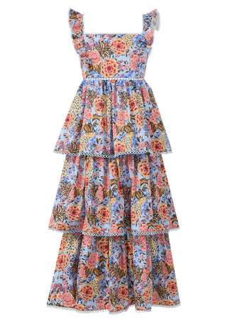 Marlo Kids Iliana Cotton Floral Frill Maxi Dress
