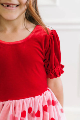 Ollie Jay Valentine Rose Dress with Heart Tulle Skirt