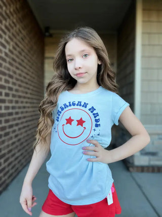 Paper Flower American Made Smiley Face Tee