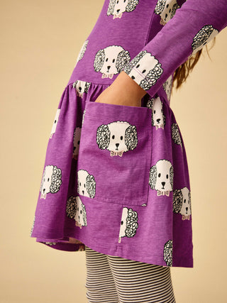 Tea Collection Long Sleeve Pocket Dress- Maltipoo