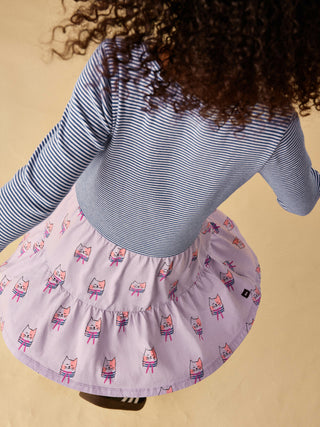 Tea Collection Tiered Skirted Twirl Dress- Bow Tie Cats