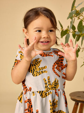 Tea Collection Short Sleeve Twirl Dress- Lightning Tiger