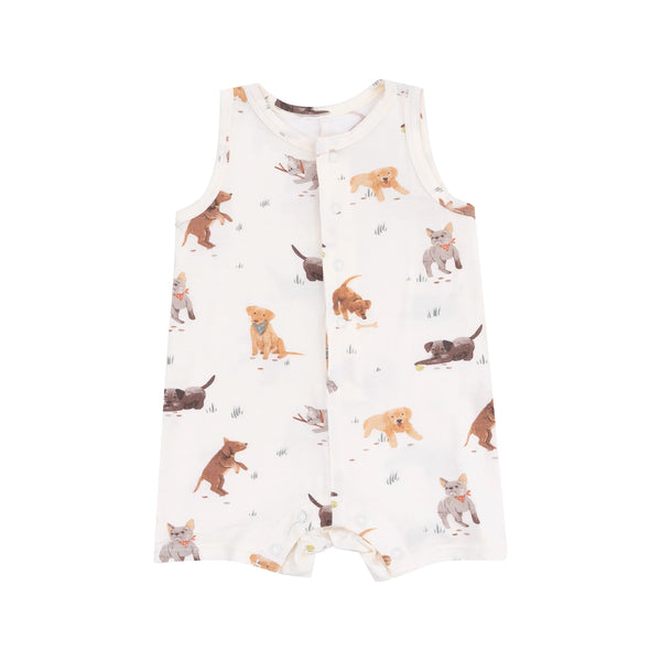 Angel Dear Watercolor Puppies Shortie Sleeveless Romper