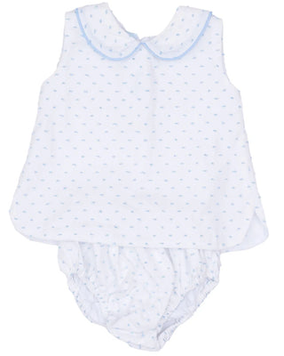 The Oaks Light Blue Swiss Dot Raleigh Diaper Set