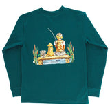 J. Bailey Logo L/S Tee Shirt - Gone Fishing on Teal