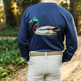 J. Bailey Logo L/S Performance Tee - Wood Duck on Navy