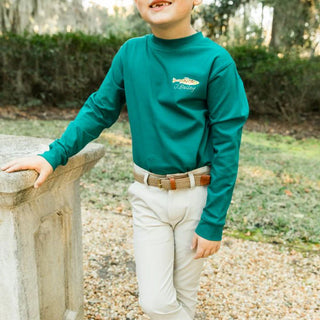 J. Bailey Logo L/S Tee Shirt - Gone Fishing on Teal