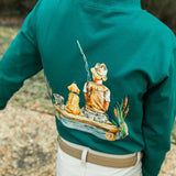 J. Bailey Logo L/S Tee Shirt - Gone Fishing on Teal