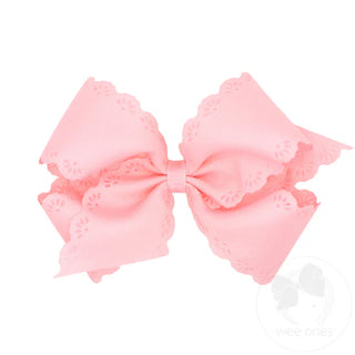 Small King Grosgrain Flower Eyelet Embossed Edge Bow