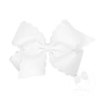 Small King Grosgrain Flower Eyelet Embossed Edge Bow