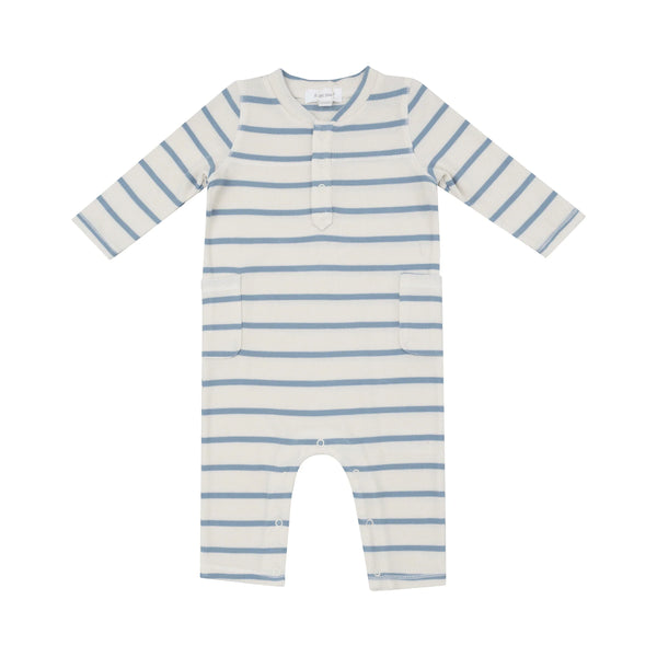 Angel Dear Ribbed Uni Romper - Stripe Glacier Lake