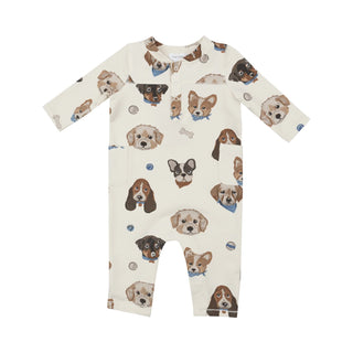 Angel Dear Vintage Puppy Faces French Terry Uni Romper